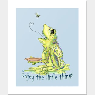 Enjoy The Little Things Watercolor Frog and Fly Posters and Art